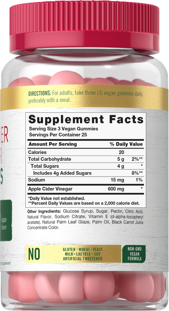Apple Cider Vinegar 600mg per serving | 75 Gummies