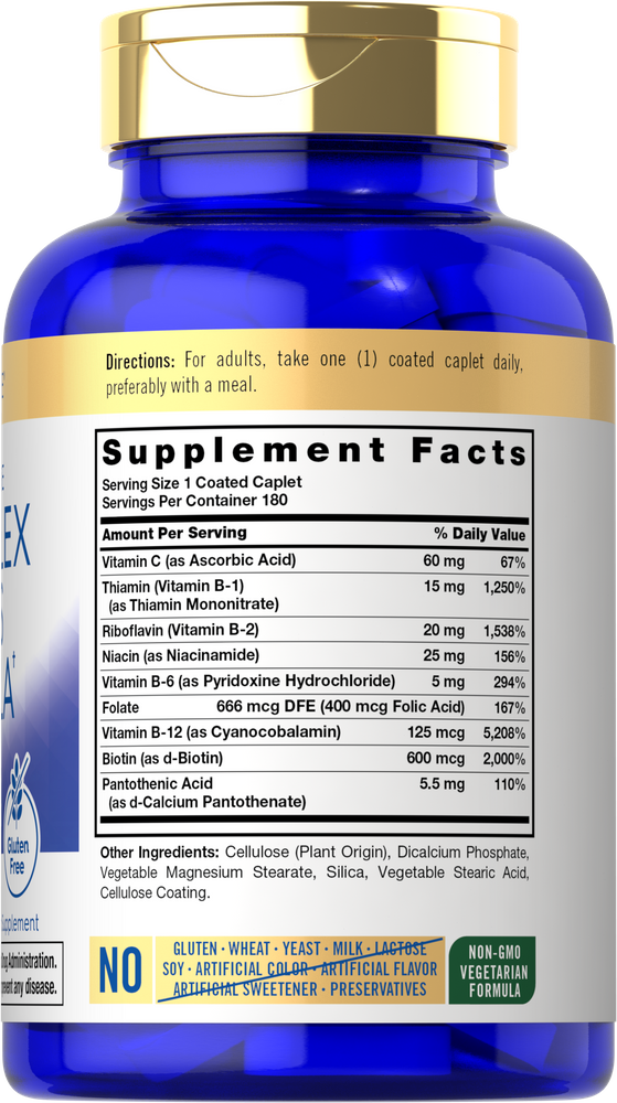 Complejo de Vitamina B con Vitamina C | 180 Cápsulas