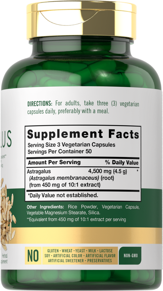 Raíz de Astrágalo 4500 mg por porción | 150 Cápsulas