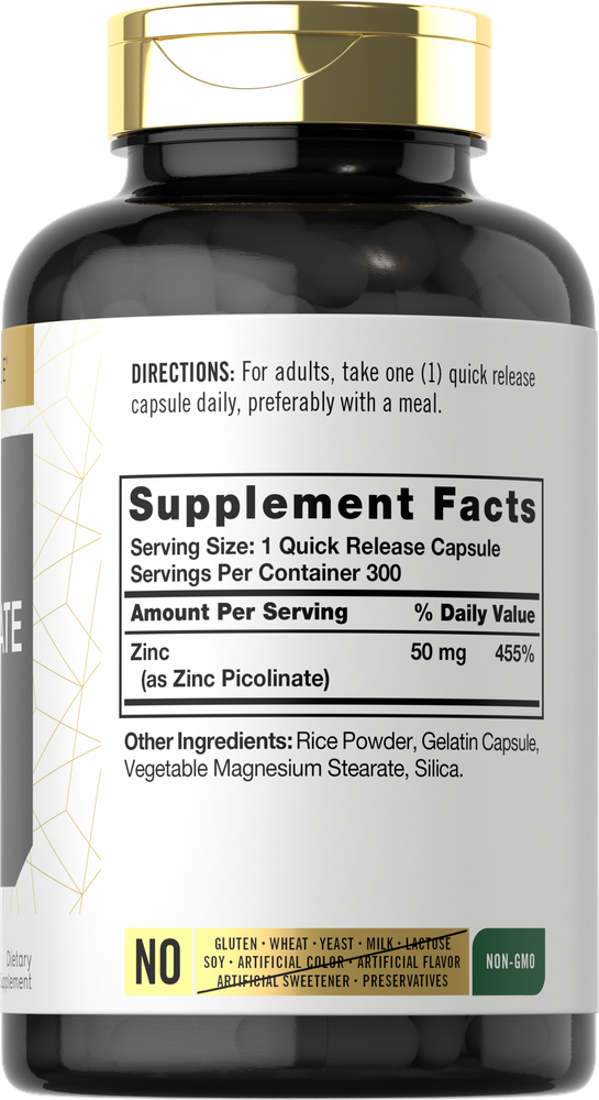 Zinc Picolinate 50mg | 300 Capsules