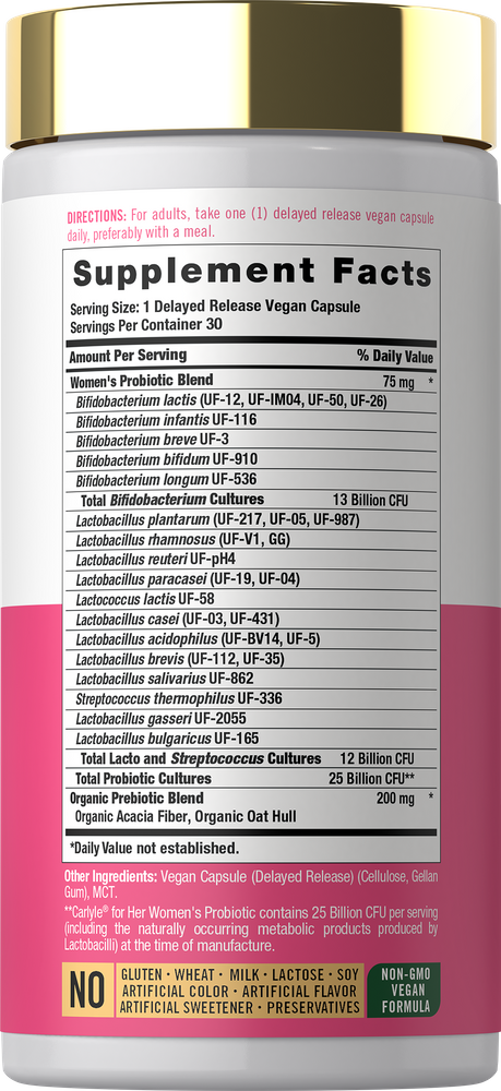 Probiotico 25 Miliardi di CFU per Donne | 30 Capsule