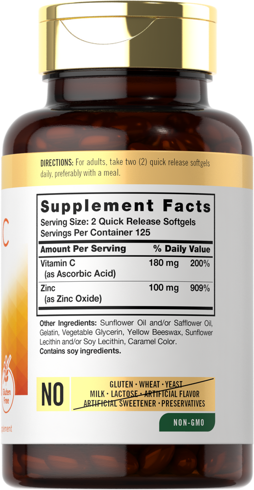Vitamina C con Zinc | 250 Cápsulas Blandas