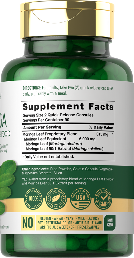 Moringa Oleifera 6000mg por porção | 180 Cápsulas