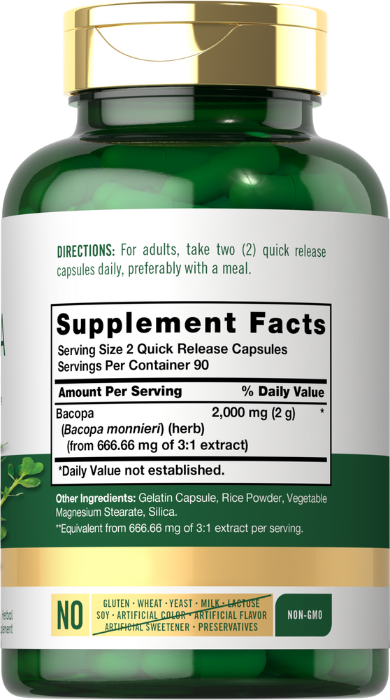 Bacopa Monnieri 2000mg par portion | 180 Capsules