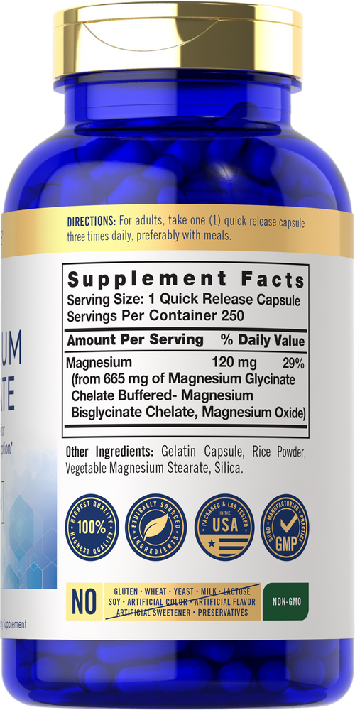 Magnesiumglycinat 665mg | 250 Kapseln