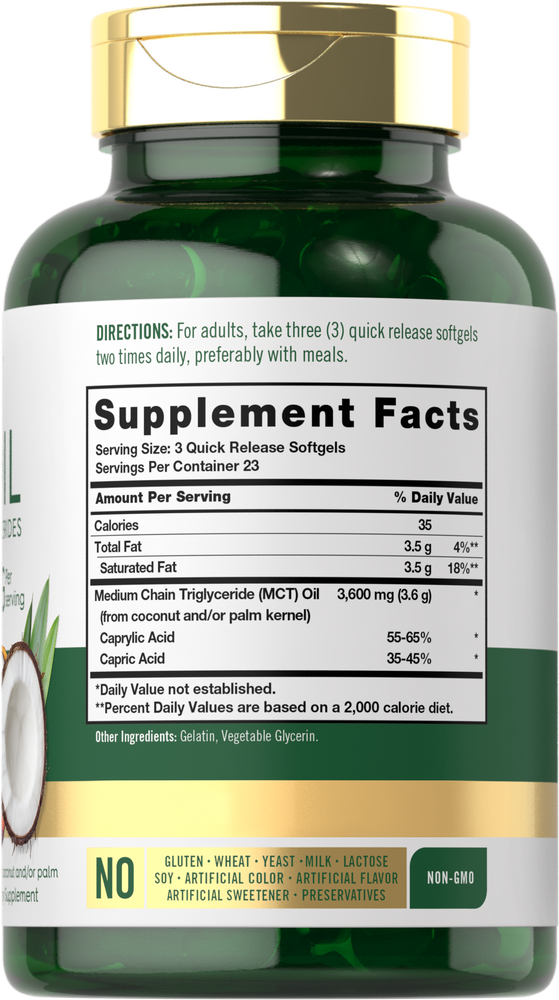 MCT Oil 3600mg per serving | 70 Softgels