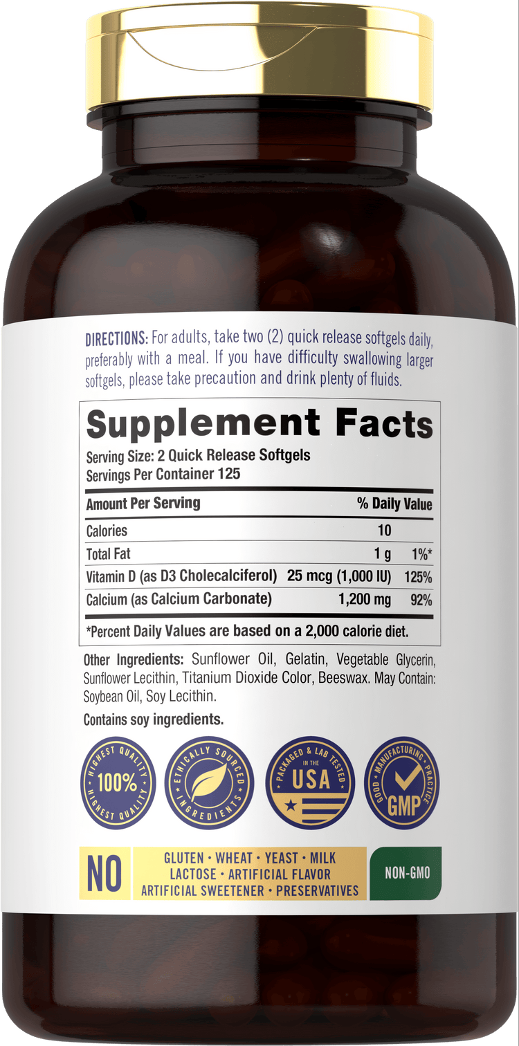 Calcium 1200 mg with Vitamin D3 | 250 Softgels