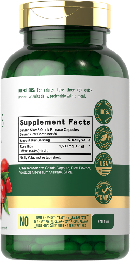 Rose Hips 1500mg per serving | 240 Capsules