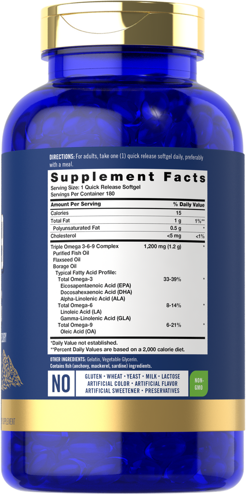 Omega 3-6-9 1200mg | 180 Cápsulas Blandas