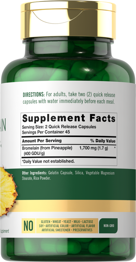 Bromélaïne 1700 mg par portion | 90 Capsules