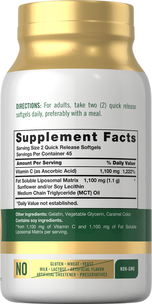 Vitamina C Lipossomal 2200mg por porção | 90 Cápsulas Gelatinosas