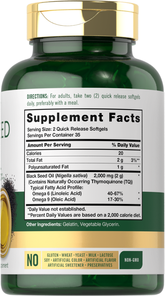 Black Seed Oil 2000mg per serving | 70 Softgels