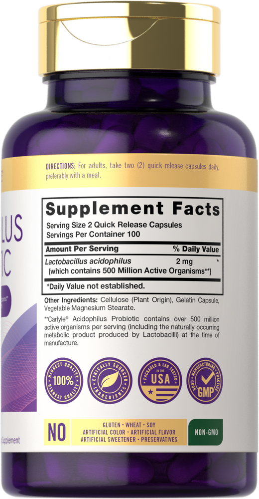 Probiotic Acidophilus 500 Million CFU | 200 Capsules