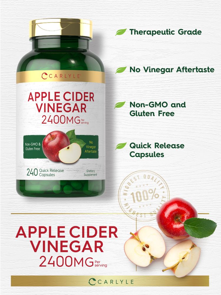 Vinagre de Sidra de Manzana 2400mg por porción | 240 Cápsulas