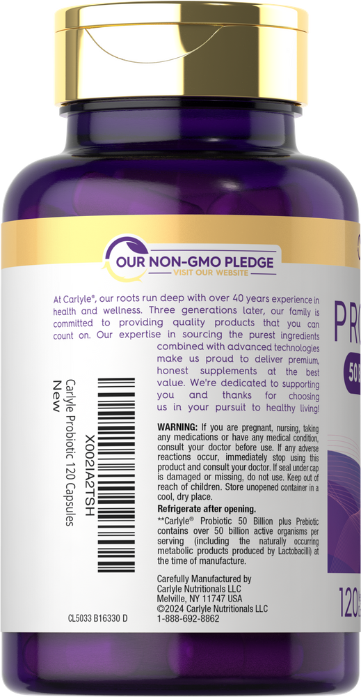 Prebiotic & Probiotic 50 Billion CFU per serving | 120 Capsules