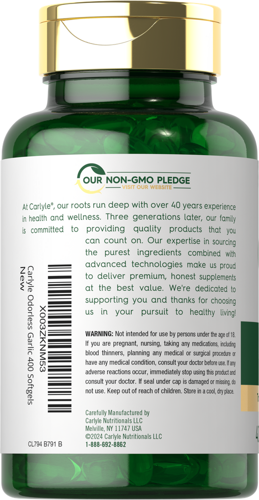 Extrato de Alho 3600mg por porção | 400 Cápsulas de Gel