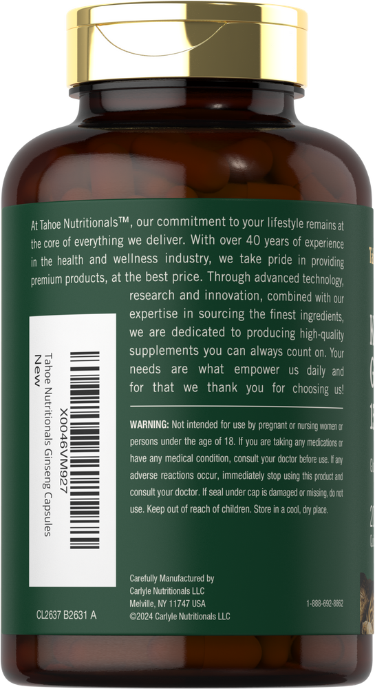 Estratto di Panax Ginseng Coreano 1500mg per dose | 200 Capsule