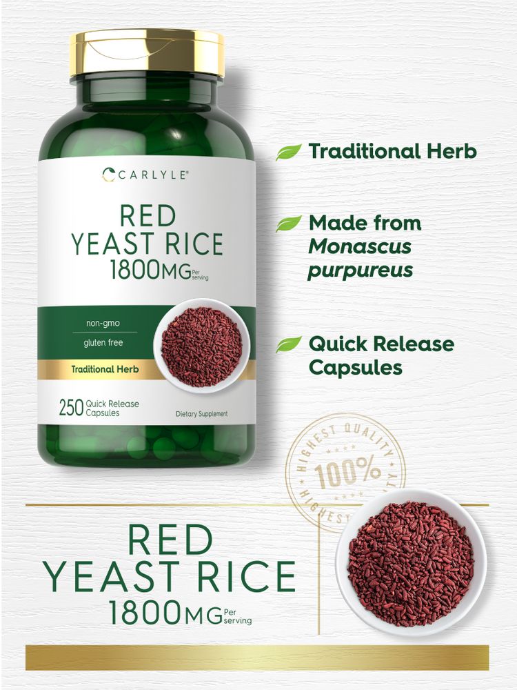 Red Yeast Rice 1800mg per serving | 250 Capsules