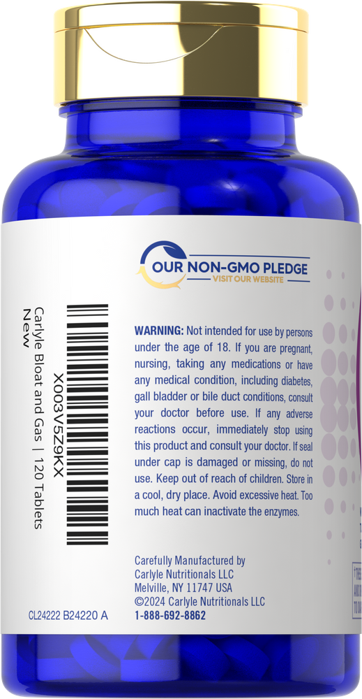 Apoyo para Hinchazón y Gases | 120 Comprimidos