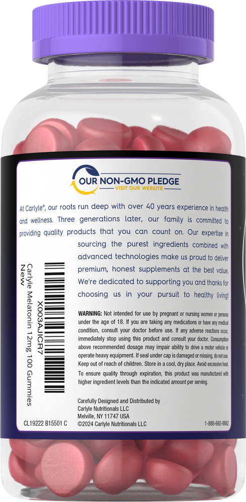 Melatonin 12mg per serving | 100 Gummies