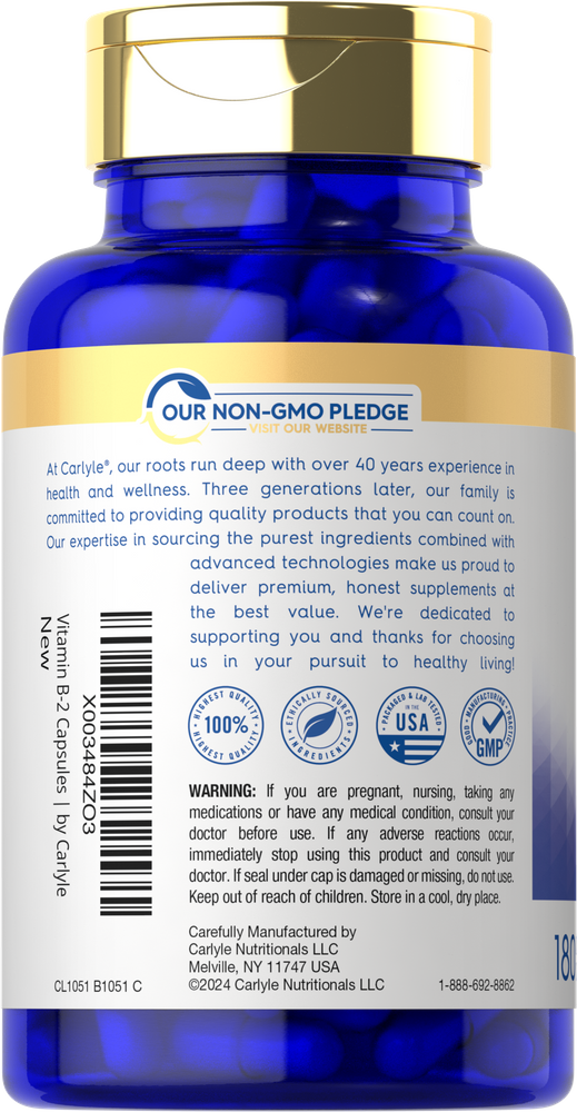 Vitamin B-2 400mg per serving | 180 Capsules