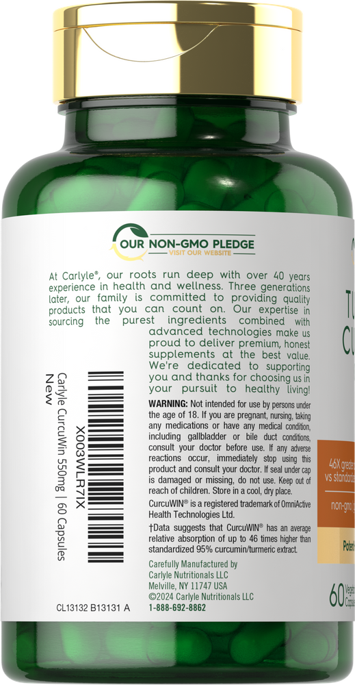 Turmeric 550mg per serving | 60 Capsules
