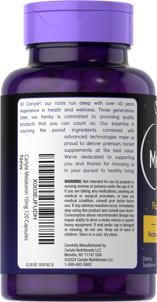 Melatonin 10mg per serving with Ashwagandha | 120 Capsules