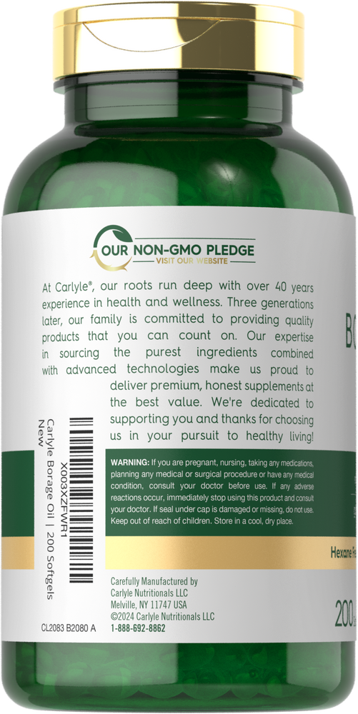 Cápsulas de Óleo de Borragem 2000mg por porção | 200 Cápsulas Gelatinosas