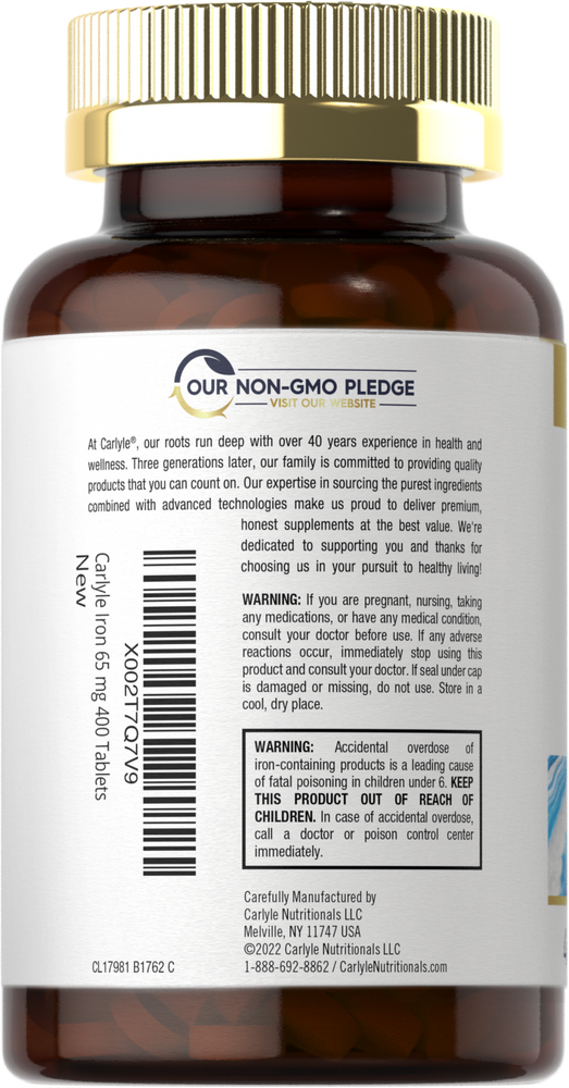 Sulfato Ferroso de Hierro 65 mg | 400 Tabletas