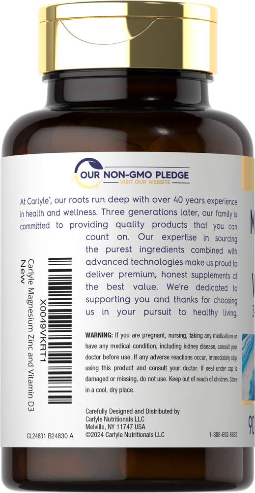 Magnesio, Zinc y Vitamina D-3 | 90 Cápsulas