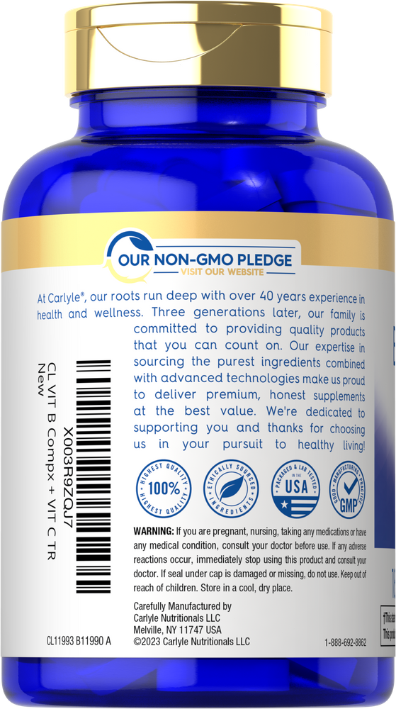 Vitamin B-Complex with Vitamin C | 180 Caplets