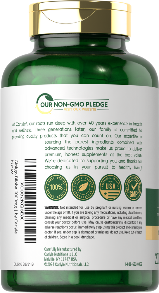 Ginkgo Biloba 6000mg | 200 Capsule