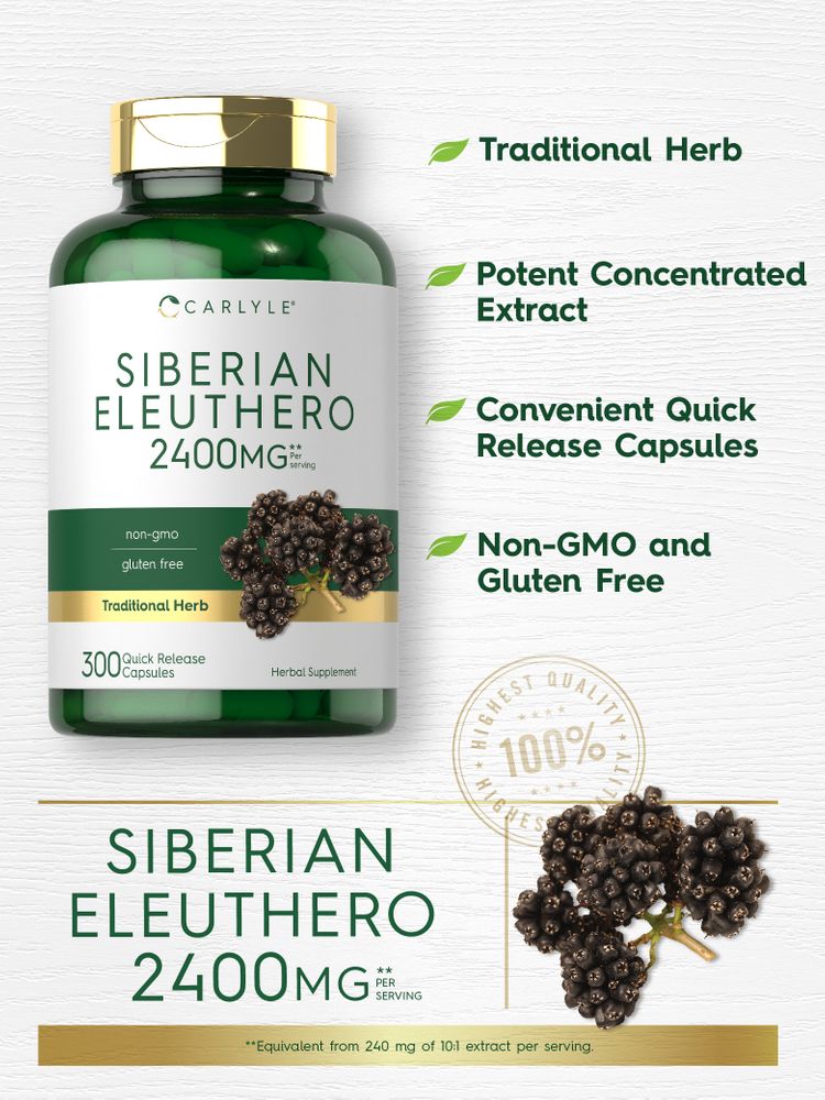 Sibirischer Eleuthero 2400 mg pro Portion | 300 Kapseln