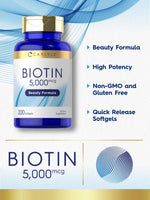 Load image into Gallery viewer, Biotin 5,000mcg | 200 Softgels
