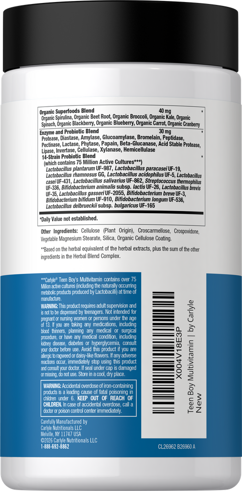 Multivitaminas para Adolescentes Varones | 60 Cápsulas