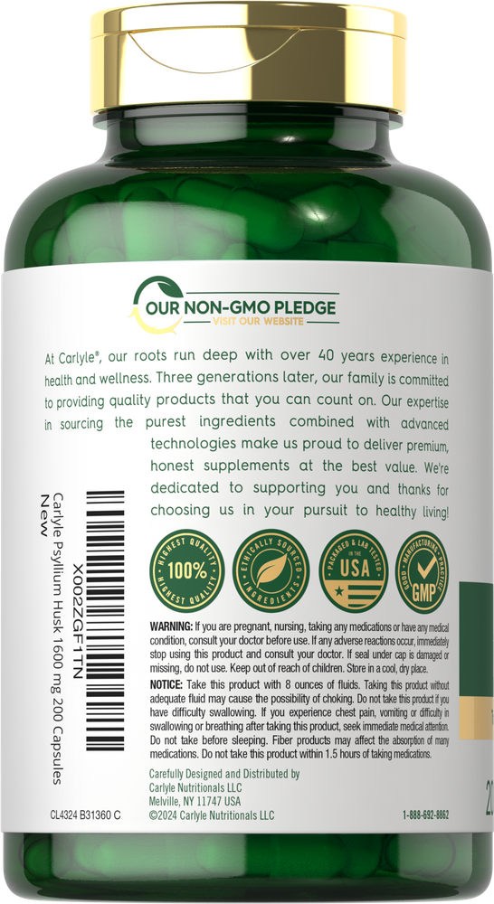 Coques de Psyllium 1600mg par portion | 200 gélules