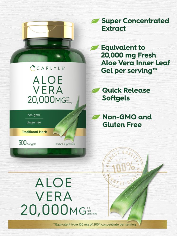Aloe Vera 20000 mg par portion | 300 capsules molles