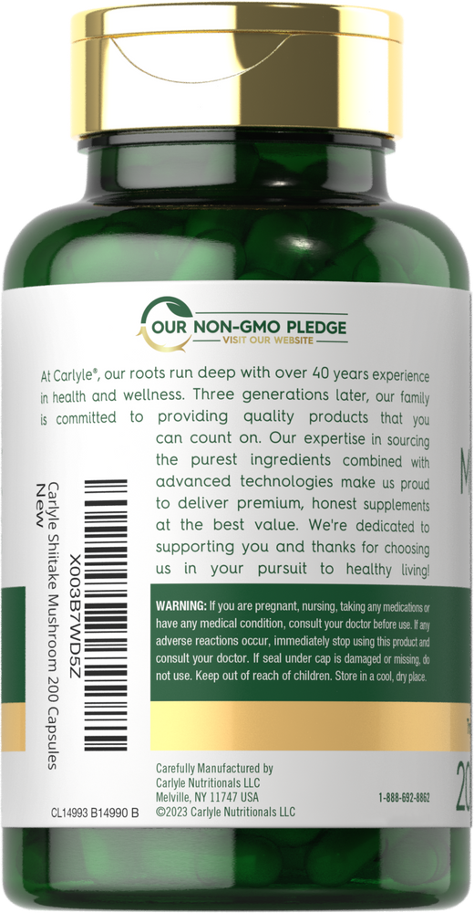 Shiitake Mushroom 3000mg per serving | 200 Capsules