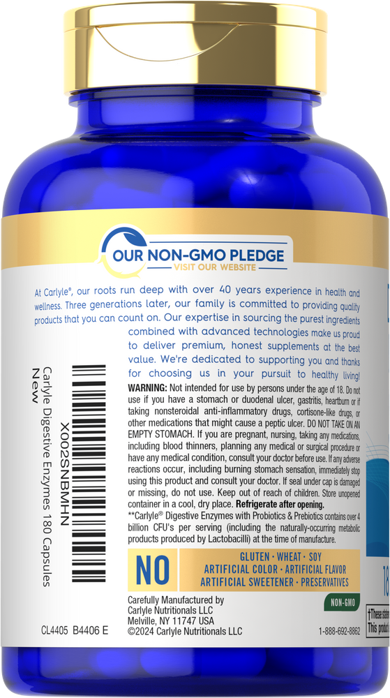 Digestive Enzymes with Probiotics & Prebiotics | 180 Capsules