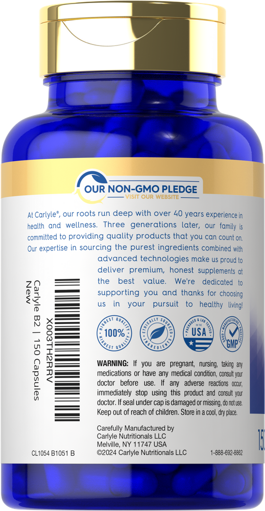 Vitamin B-2 200mg per serving | 150 Capsules