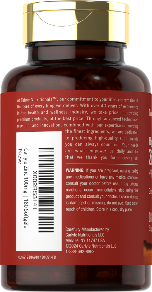 Zinco com Vitamina C | 180 Cápsulas