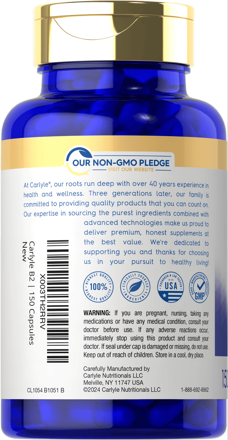 Vitamin B-2 200mg per serving | 150 Capsules