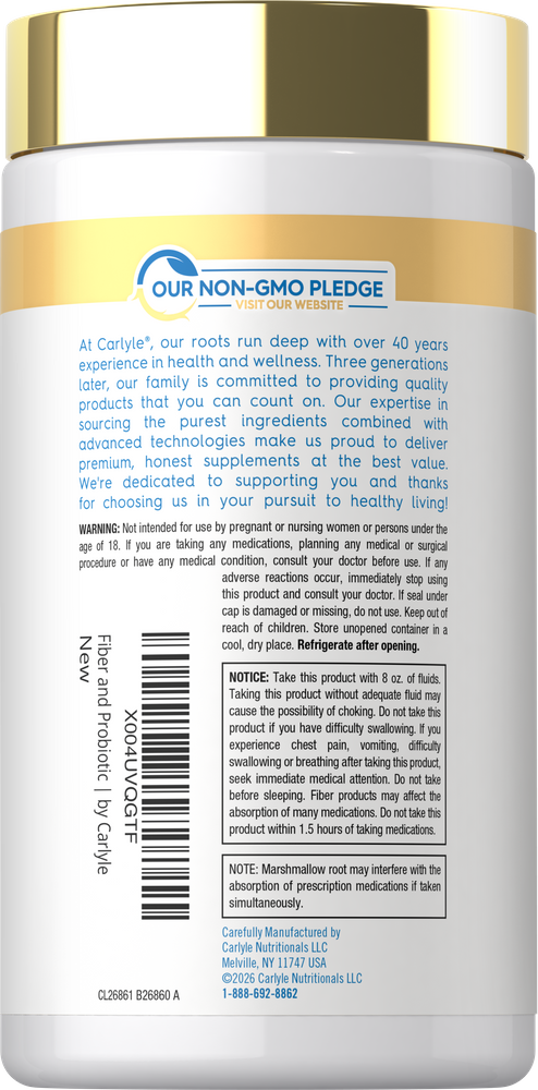 Fiber and Probiotic Supplement | 60 Capsules