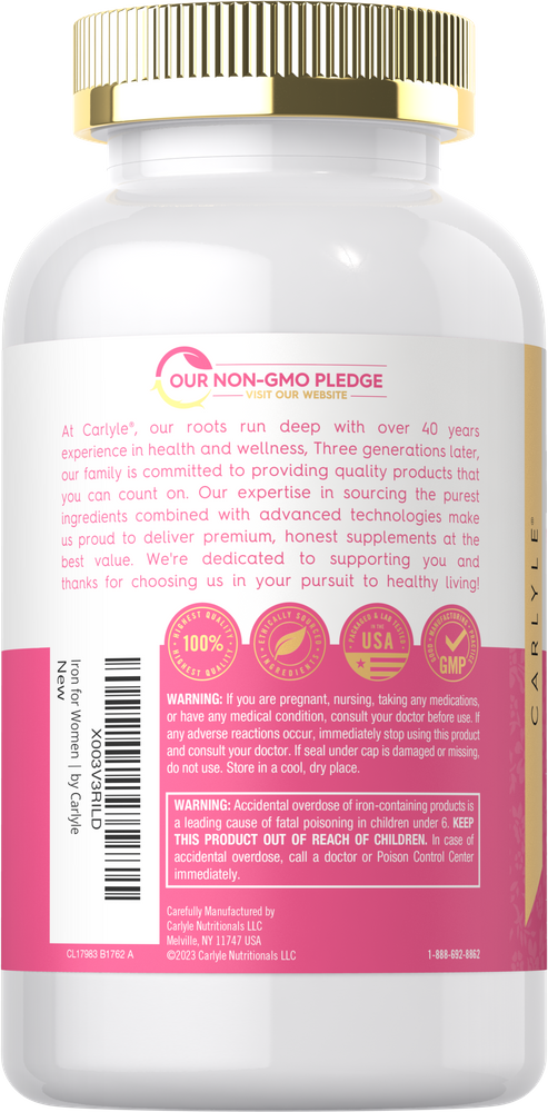 Hierro para Mujeres 65mg | 300 Tabletas