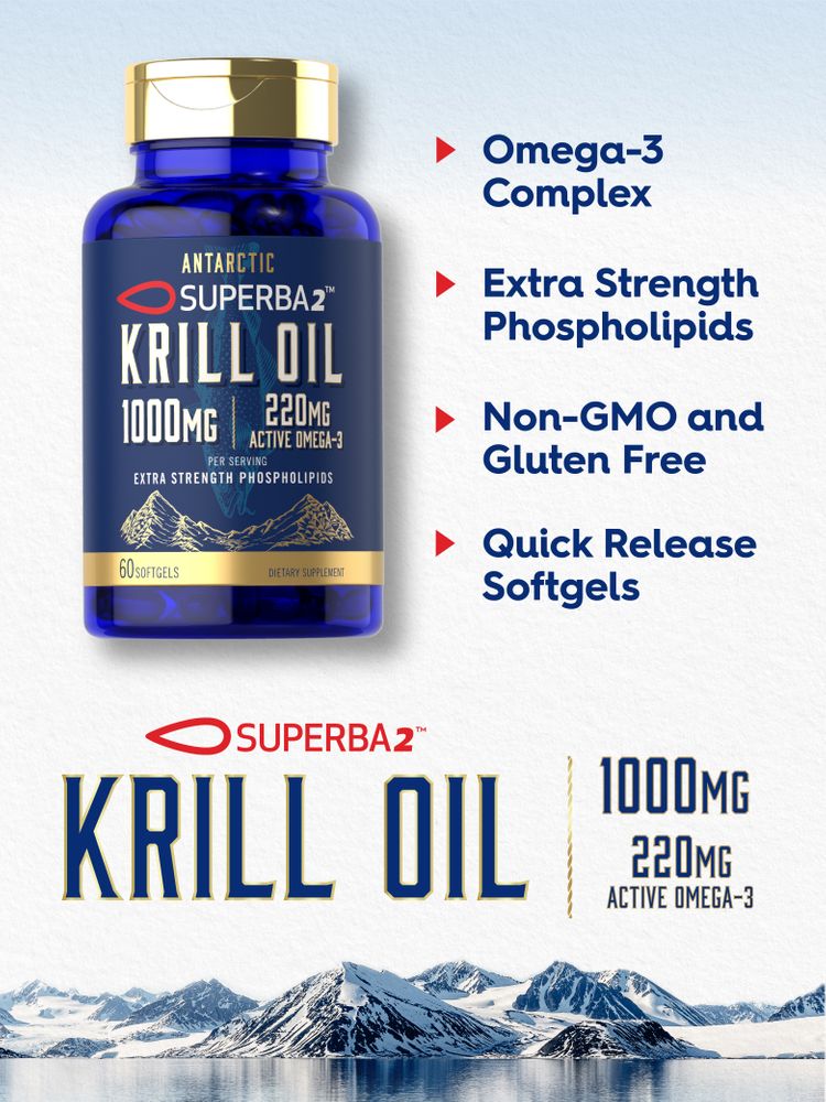 Aceite de Krill Antártico 1000mg por porción | 60 Cápsulas Blandas