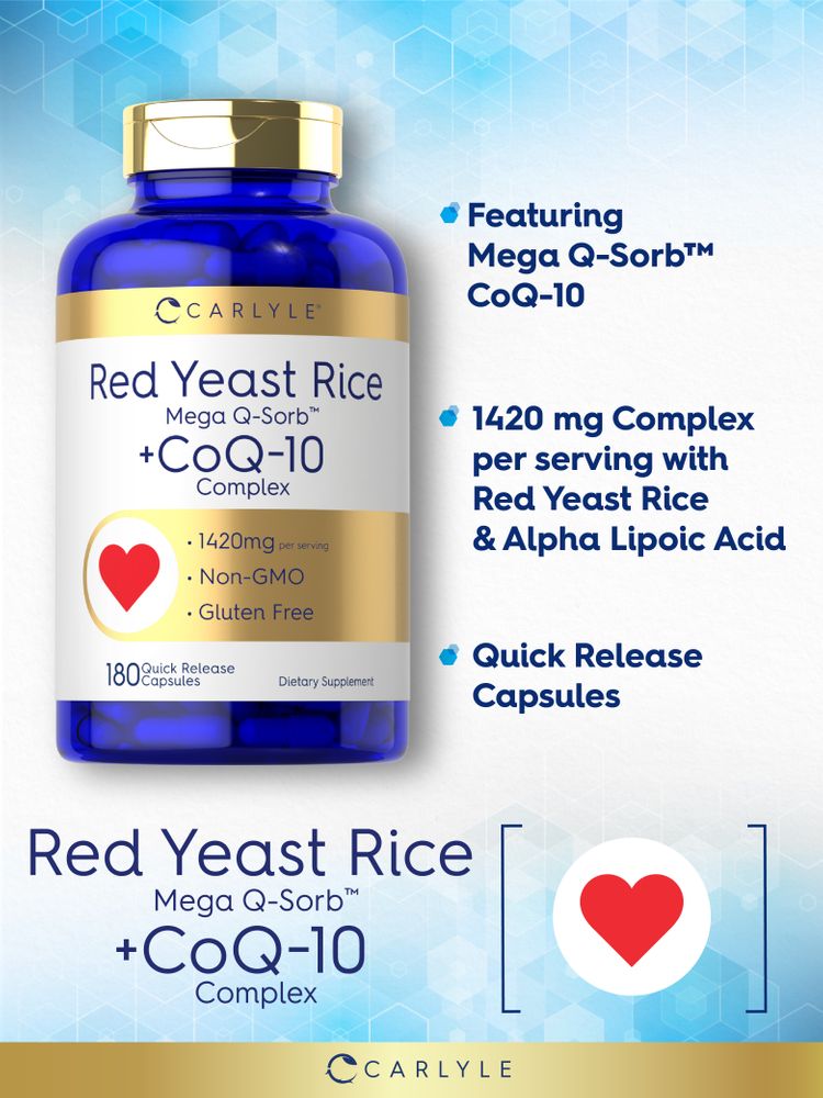 CoQ10 with Red Yeast Rice 1420mg per serving | 180 Capsules