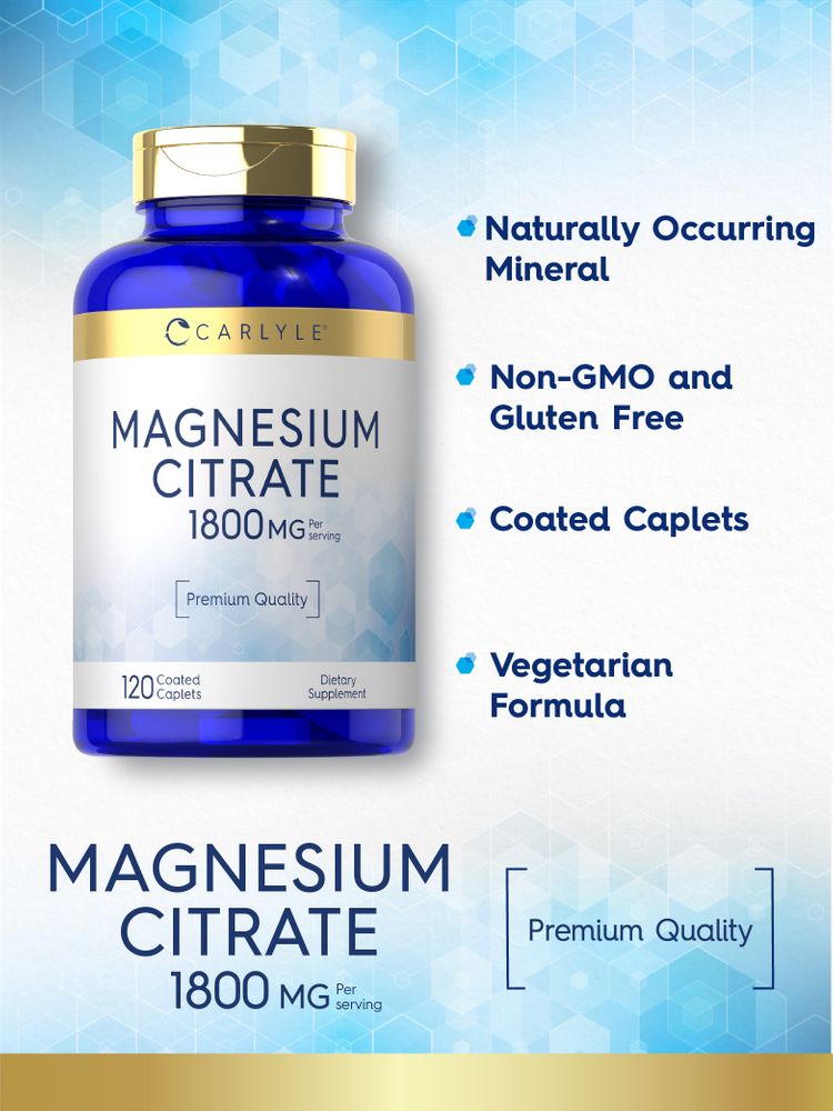Magnesium Citrate 1800mg per serving | 120 Caplets