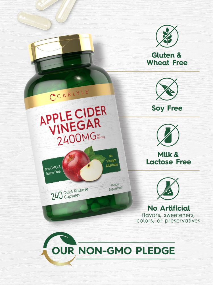 Vinagre de Sidra de Manzana 2400mg por porción | 240 Cápsulas