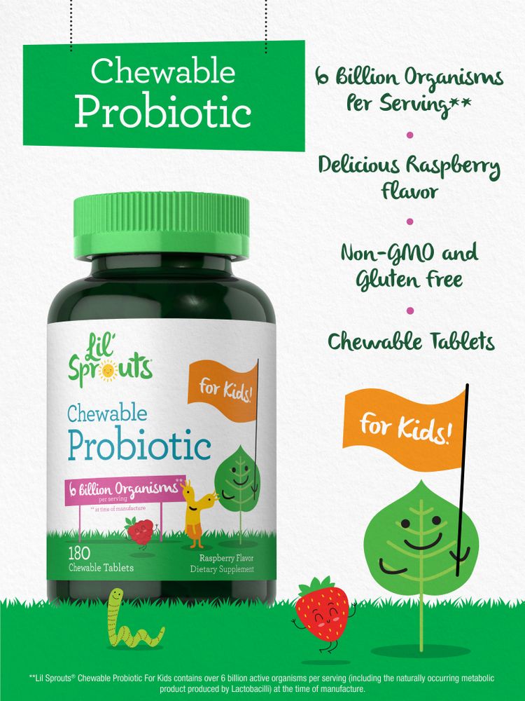 Probiotics for Kids | Raspberry Flavor | 180 Chewable Tablets