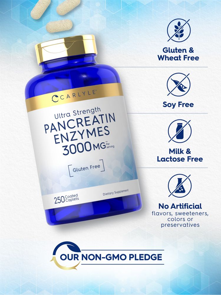 Pancréatine Enzymes Digestives 3000mg par portion | 250 Comprimés